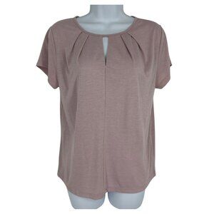 Banana Republic Pleated Keyhole Blush Pink Short Sleeve Lightweight Shirt Sz XS